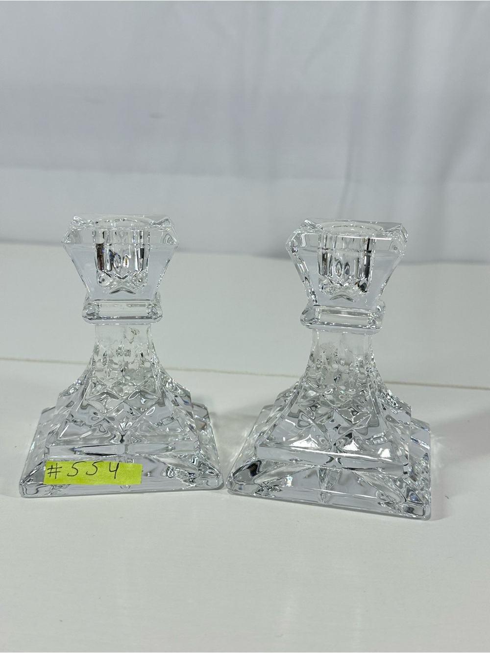 #554 Pair of Waterford Lismore Candlestick Holder, 4”